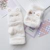 Cute Cat Plush Gloves for Women Korean Style Winter Fingerless Flip-up Style Outdoor Cycling Thickened Windproof Warm Accessory