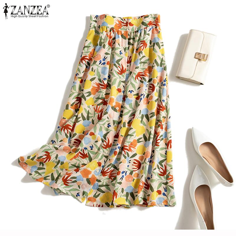 

ZANZEA Летние свободные повседневные длинные юбки с цветочным принтом