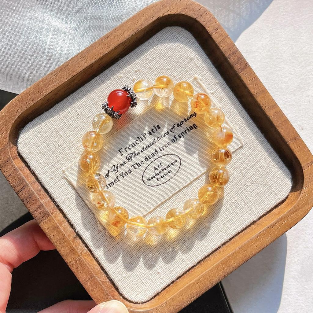 8Mm Autumn And Winter Maillard Natural Citrine Chalcedony Bracelet Bracelet.
