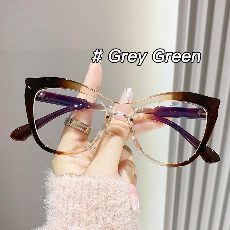 Cat's Eye Retro Large Frame Glasses Women's Color Contrasting Fashion Plain Eye Frame Glasses