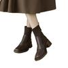 New Knitted Tube Thick Heel Short Boots Women's 2025 Autumn and Winter French High Heel Thin Boots Brown Martin Boots Elastic Socks Boots