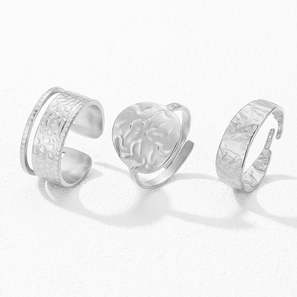 DOTIFI Stainless Steel Minimalist Geometric Open Ring Set Unisex Fashion Adjustable Finger Jewelry Suitable For Everyday Wear