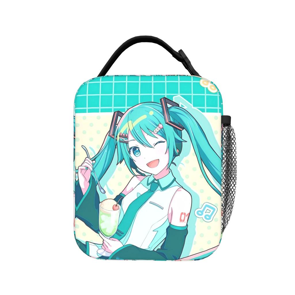 Hatsune Miku Manga Insulated Lunch Bags High Capacity Reusable Thermal Bag Tote Lunch Box School Picnic Bento Pouch
