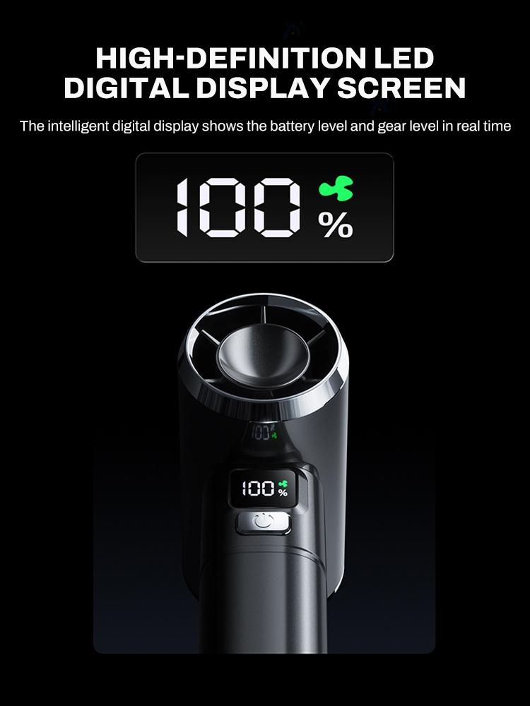 450000RPM Violent Fan 100 Gears Speeds Adjustable With Lighting USB Rechargeable Blower Mini Turbo Jet Blower 55m/s Turbo Fan