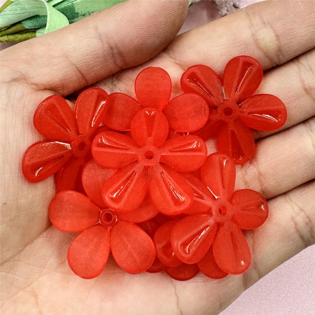 50Pcs Receptacle Frosted Semi Transparent 28.5mm DIY Making Handmade Material 5 Petals Flower DIY Earring Hair Jewelry Accessories
