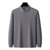 Autumn And Winter Lapel Slit Men'S Polo Shirt 100% Pure Cotton Hexagonal Beads Double-Sided Men'S Polo Shirt Long Sleeve
