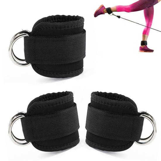 2Pcs Fitness Ankle Cuff with D-Ring Adjustable Men Women Exercise Strength Training Resistance Band Accessories Ankle Straps Home Gym Workout