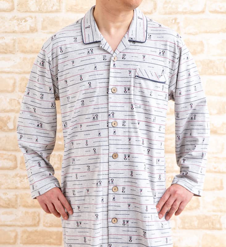 Eye Sleeper Soft and Smooth Knit Fabric with a Dog Long Front Sizes 32011 K's Pajamas, Print, 100% Cotton, Skin-Friendly, Sleeves, Opening,