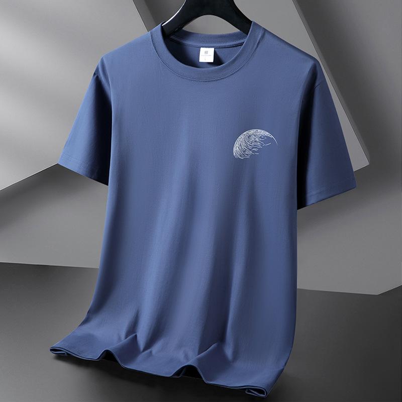 Jednoduchý styl 10 barev Tričko z čisté bavlny Pánské tričko s kulatým výstřihem Krátký rukáv Volný Tričko Velká velikost S-6XL