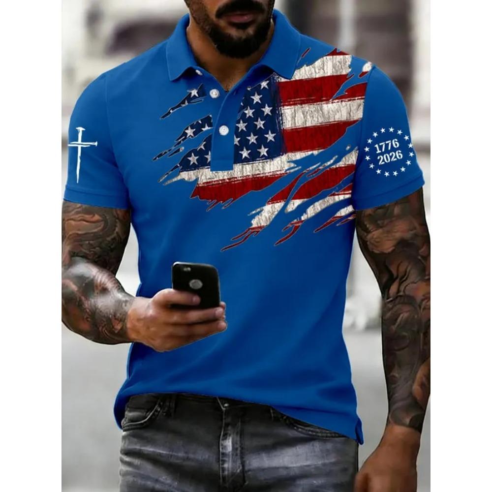 2026 Spring and Summer New Hot Selling Polo Shirt for Men with European and American Short Sleeves and Digital Printing