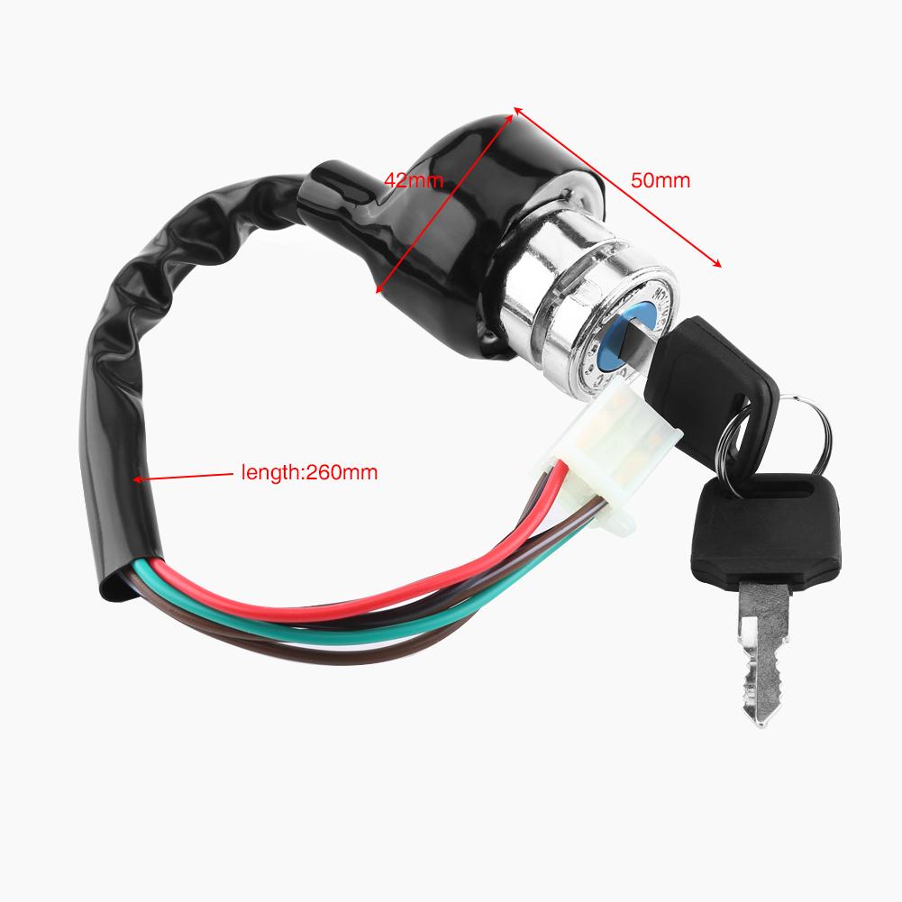 Universal Car Motorcycle 6 Wire In 9 Pin Plug Ignition Switch 3 Position 2 Keys