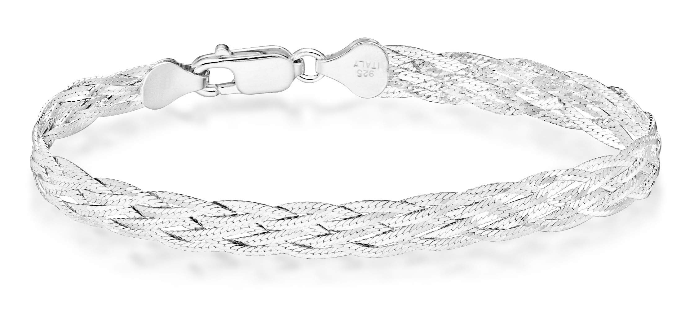 

Miabella 925 Sterling Silver Italian 6 Strand Diamond Cut 7mm Braided Herringbone Chain Bracelet for Women 925 8 Sterling Italian, Inch, Silver.