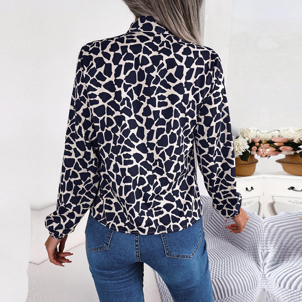 Женские осенне-зимние темпераментные шифоновые блузки контрастного цвета со шнуровкой — фото 14