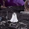 Halloween White Ghost Ornaments DIY Resin Craft Decor, Cute Miniature Statue for Home Tabletop, Spooky Party Decoration