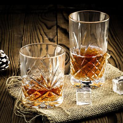 2pcs Sets Creative Carved Wine Glass Transparent Whiskey Glass Vintage Cocktail Glass Drinking Glasses Bar Foreign Wine Glass
