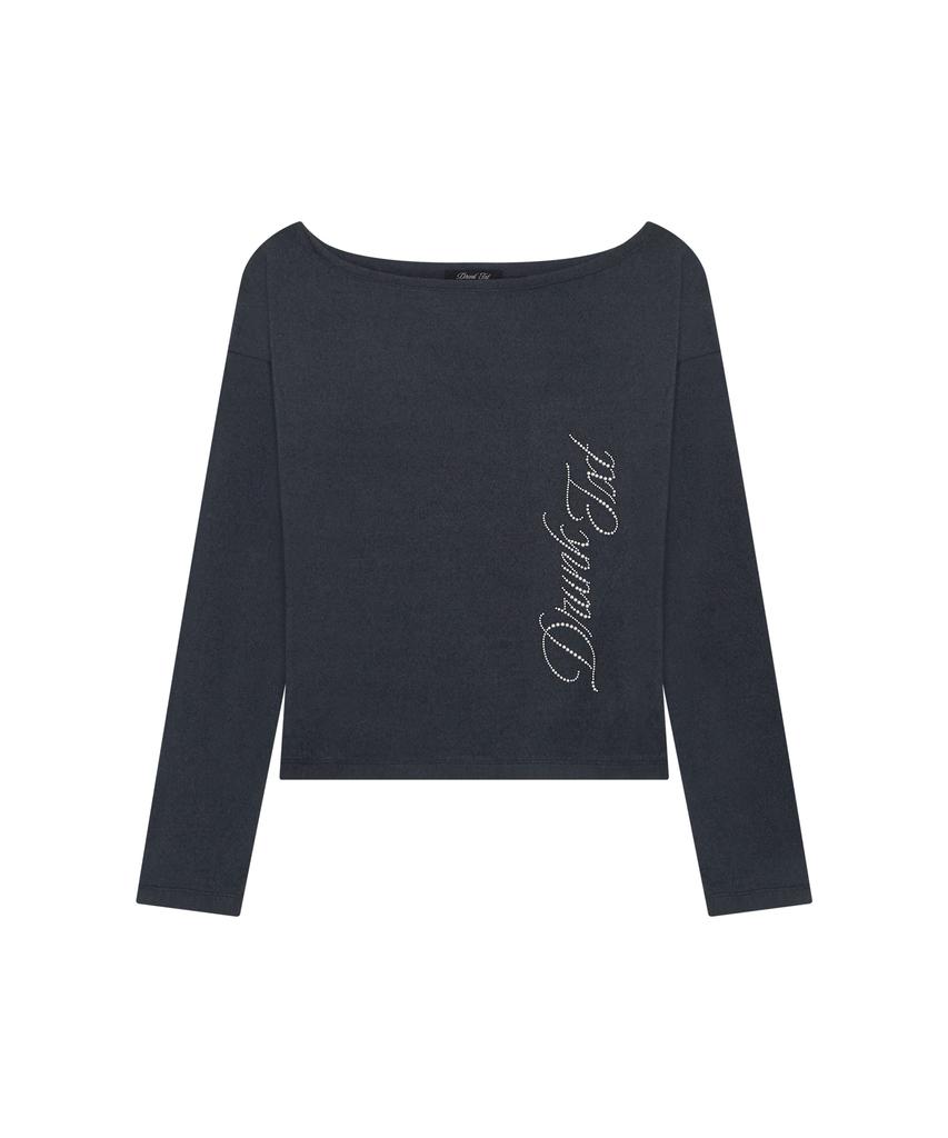 Deuleongkeutegseuteu [Woman] Hotfix Off Shoulder Long Sleeve Charcoal