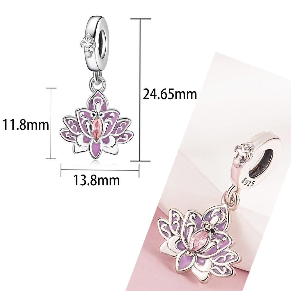 S925 Silver Royal Vintage Style Bow Perfume Bottle Violet Beaded Bracelet Necklace Handmade Jewelry Craft Accessories