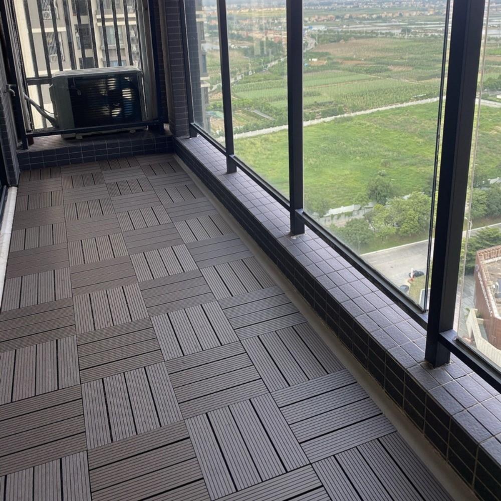 Neue Wasserdichte Außenboden Hartholz Verriegelbar Terrassen-Deckfliesen DIY-Installation Selbstpflasternd Holz WPC-Boden Balkon