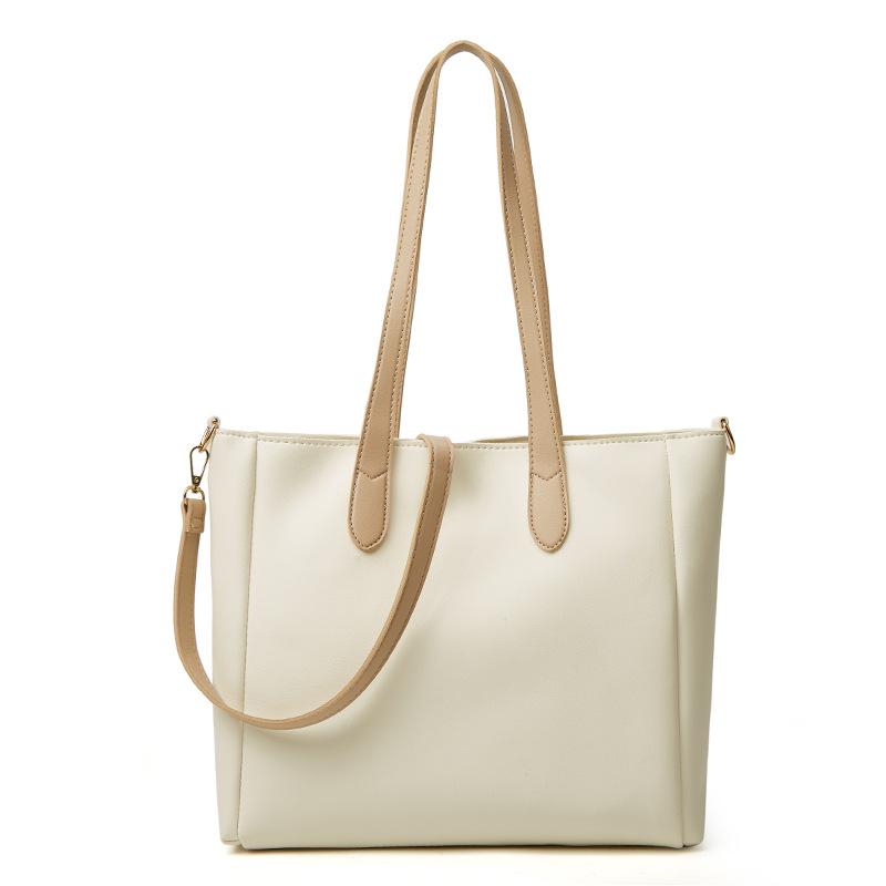 

Женская повседневная сумка-хобо большой вместимости для поездок на работу, новая женская сумка, однотонная сумка-тоут с мягкой лицевой стороной, текстурная сумка через плечо. белый