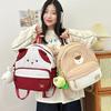 Stylish Color Block Cartoon Bear Backpack Soft And Breathable For Unisex School Use