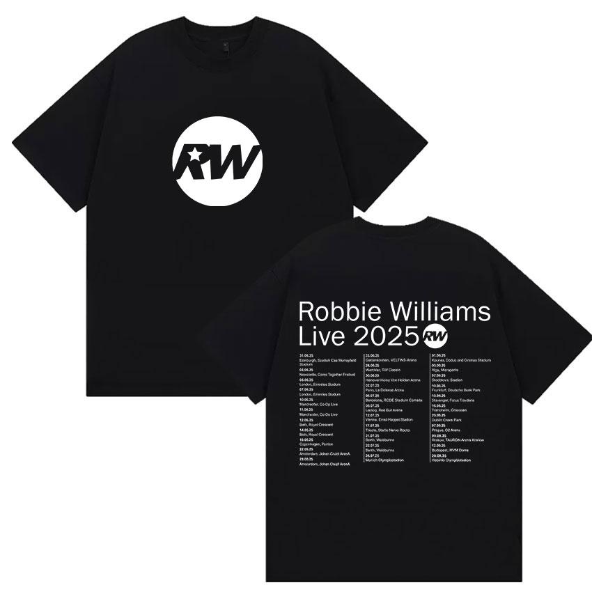

Robbie Williams Rw 2026 Tour Graphic T Shirts Mens Hip Hop Rap Gothic Fashion Tshirt Vintage Oversized Cotton Tees Streetwear M