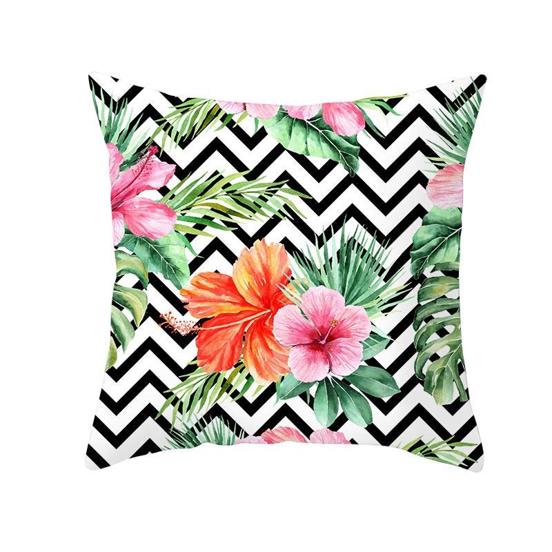 Summer Tropical Plants Decorative Pillowcase Green Leaves Throw Pillow Case Polyester Printing Pillow Cover 45X45Cm