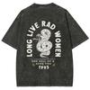 Cartoon Snake Letter Letter Print Women's T-Shirt Simple Short Sleeve Wash Oversized Cotton Top Personality Design Tee