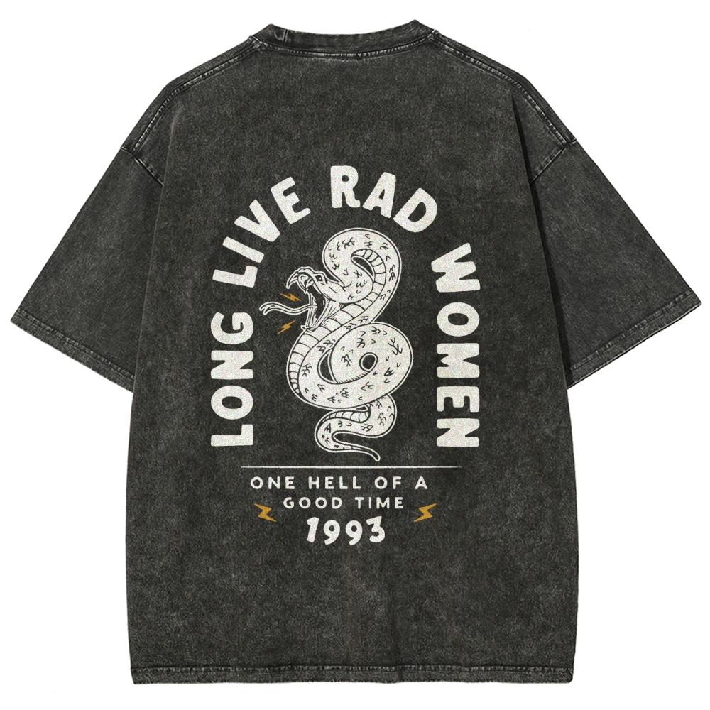 Cartoon Snake Letter Letter Print Women's T-Shirt Simple Short Sleeve Wash Oversized Cotton Top Personality Design Tee