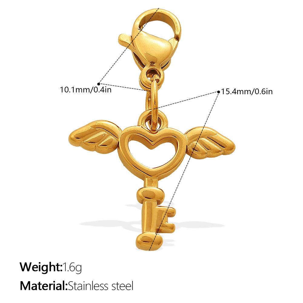 Retro Wind Diamond Lock Key Series Lobster Buckle Pendant Stainless Steel Gold-Plated Versatile Diy Accessories