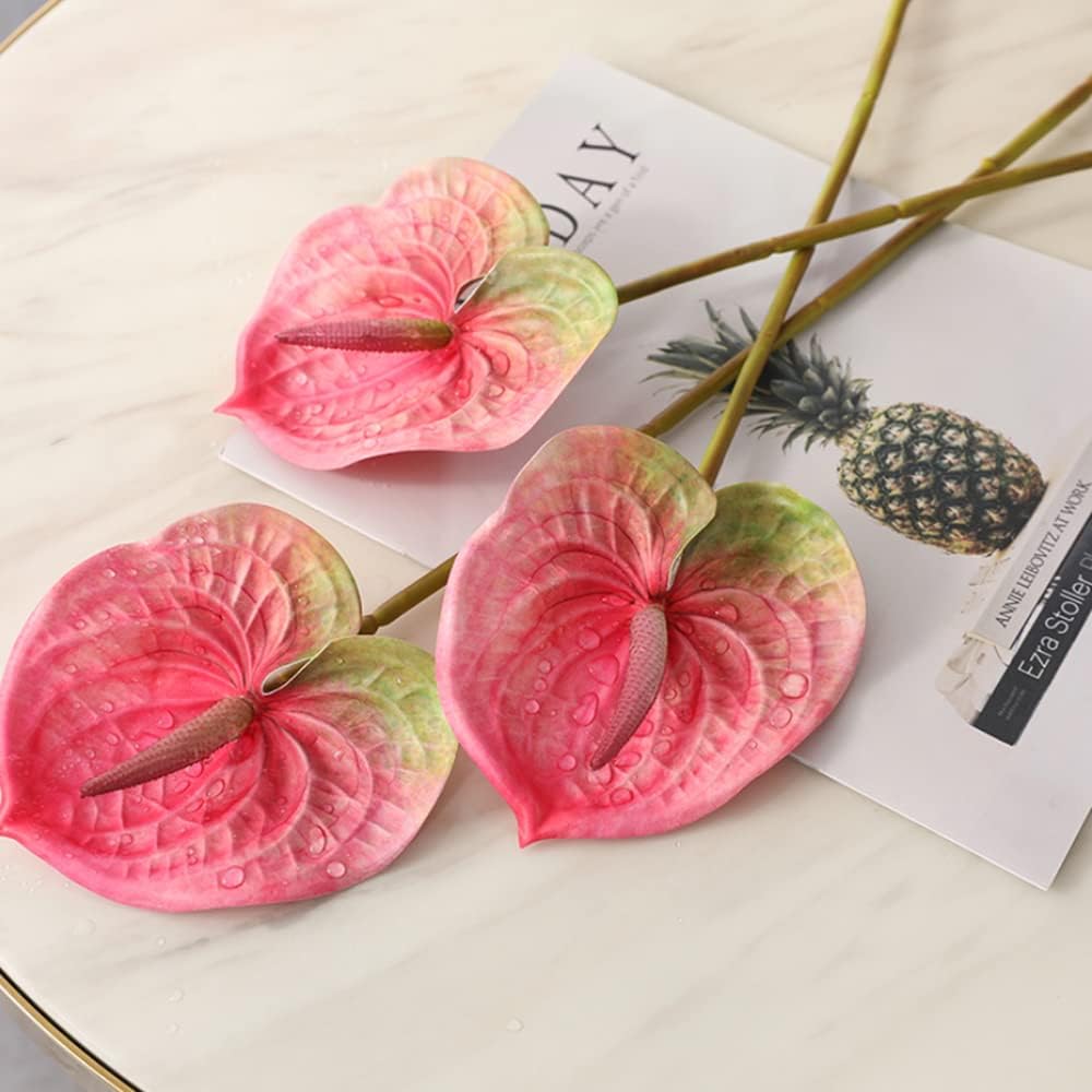 3D Printing Latex Artificial Anthurium Lily Flowers Permanent Flower Fake Flowers for Home Decoration Wedding Bridal Bouquet