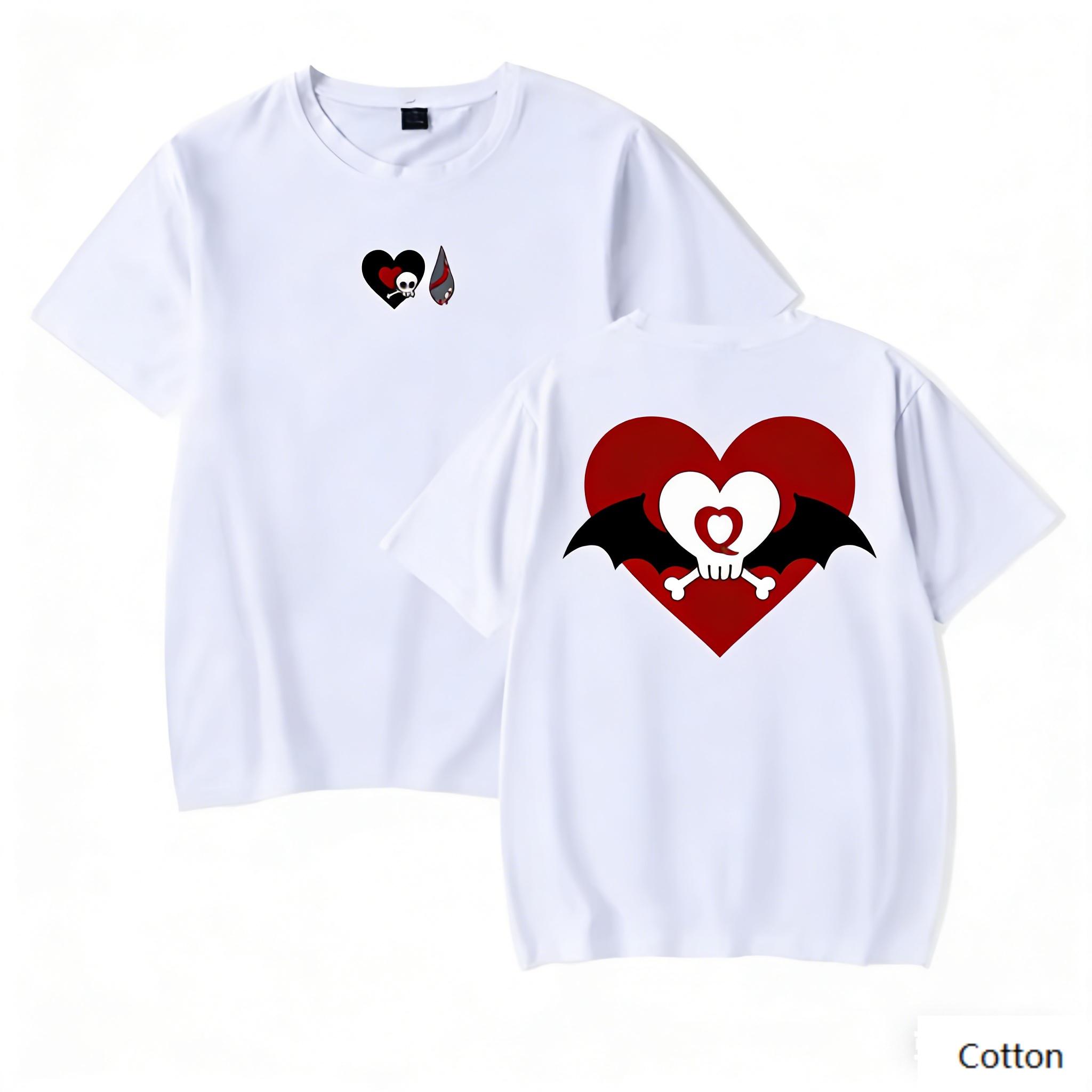 Dark Gothic Street Style Unisex Cotton TShirt with Skull Heart Print SkinFriendly Cotton Material Regular Fit for Trendsette S