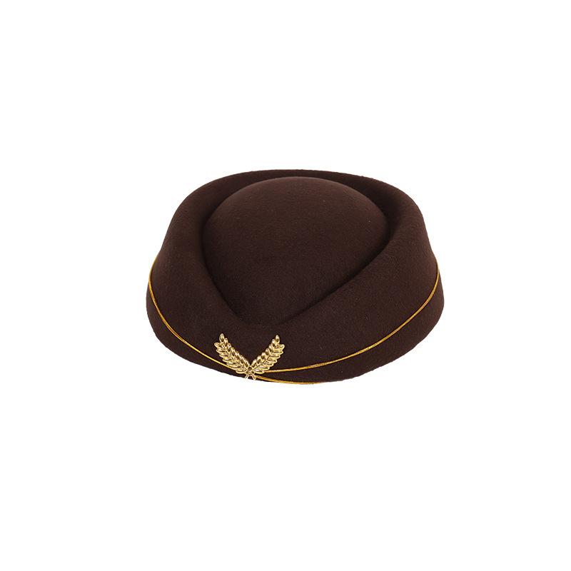 Woolen Bere Stewardess Hat High Speed Rail Stewardess Hat Hotel Front Desk Attendant Uniform Hat
