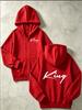 Kids King Cursive Letter Print Zip Up Hoodie Loose Long Sleeve Hooded Jacket Simple Street Casual Outerwear For Boys Girls