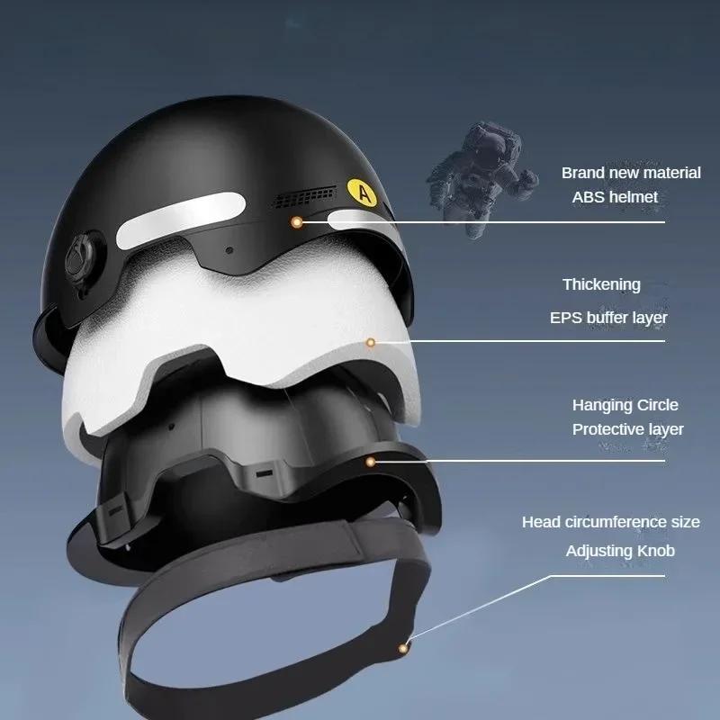Casco di sicurezza per bicicletta da uomo e da donna per adulti e bambini, casco integrale da cartone animato per bicicletta elettrica e moto con occhiali