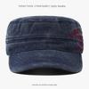 Spring/Summer Washed Cotton Curved Brim Baseball Cap with Letter Embroidery - Unisex Flat-Top Military Style