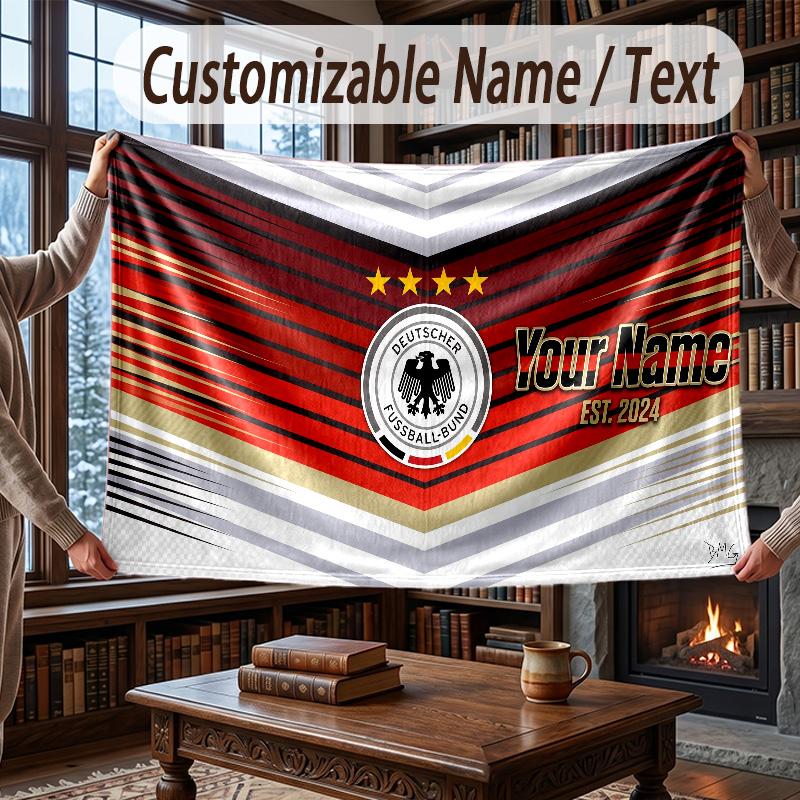 Custom Name Flannel Throw Blanket Germany national football team Pattern Warm Home Decoration