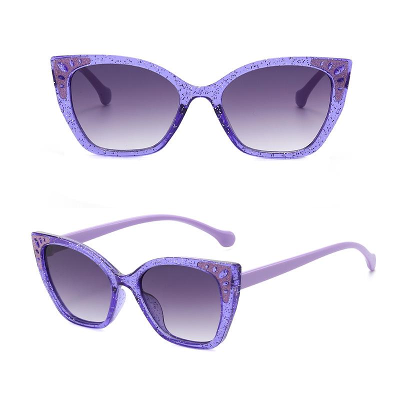 Cute Children Cat Eye Sunglasses Glitter Bling Frame Anti‑UV Fashion Boys and Girls Beach Party Sun Glasses