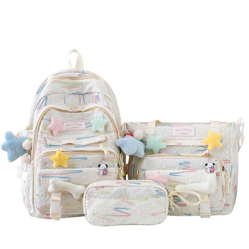 Children's Schoolbags Elementary School Students Junior High School Girls High School Students High Looking Three Piece Backpack
