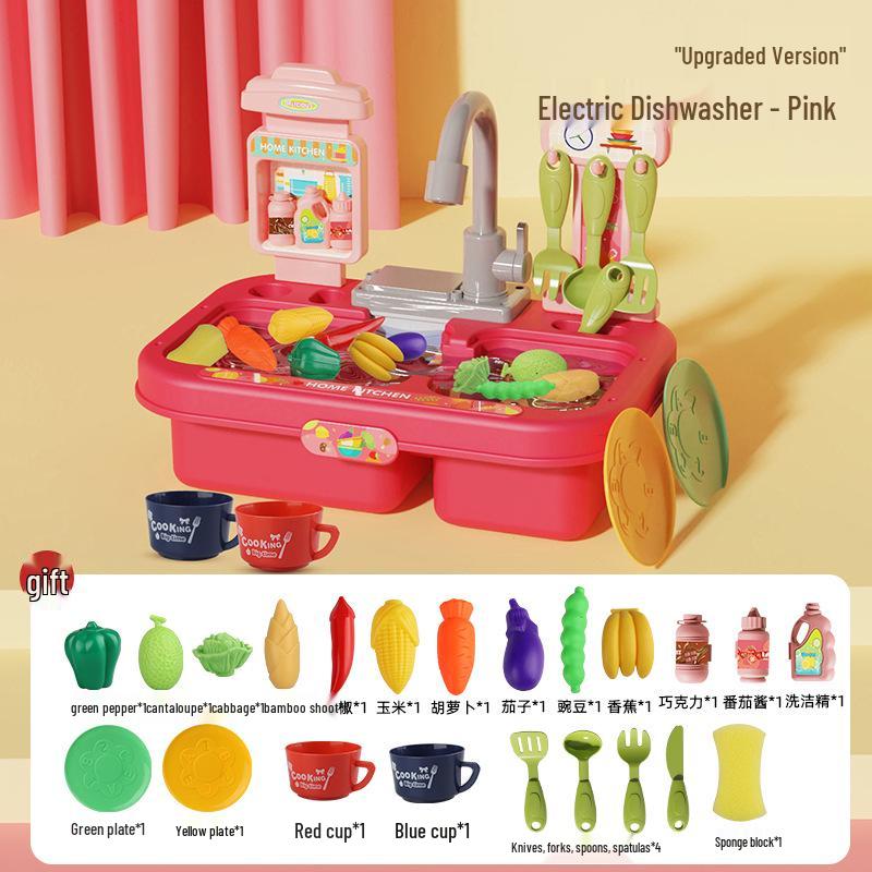 Children's Kitchen Sink Playset with Electric Water Circulation