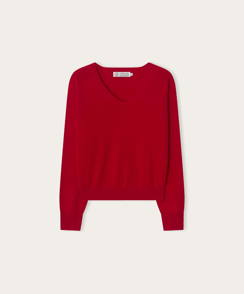 ATA Cadiz Wool Cashmere V-Neck Pullover_Red