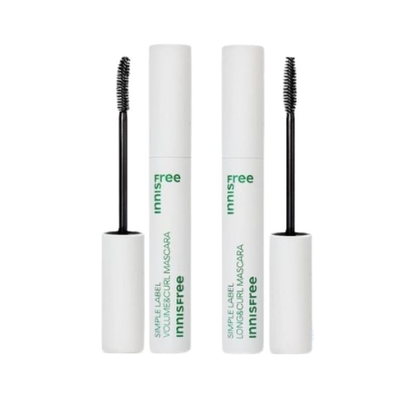 Innisfree Simple Label Mascara 7.5g | Hypoallergenic Eye Makeup with Long & Curl / Volume & Curl Options