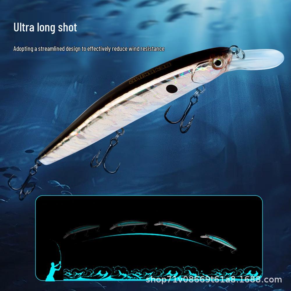 Bear King A33 Floating Minnow Lure 130mm 14.5g with Sonic Fish Attracting Long Lip Plate