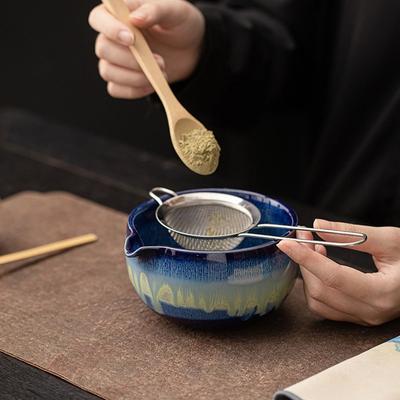 Ceramic Matcha Bowl Set Kiln Discoloration Smooth Tea Salad Soup Bowl Large Capacity High Temperature Resistant