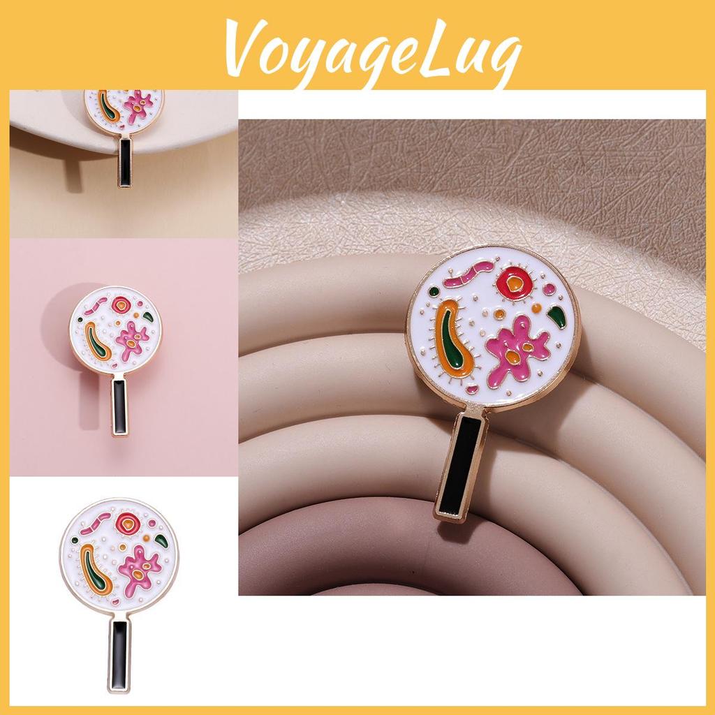 Creative Cartoon Magnifying Glass Microbial Bacteria Badge Decorative Brooch For Unique Style