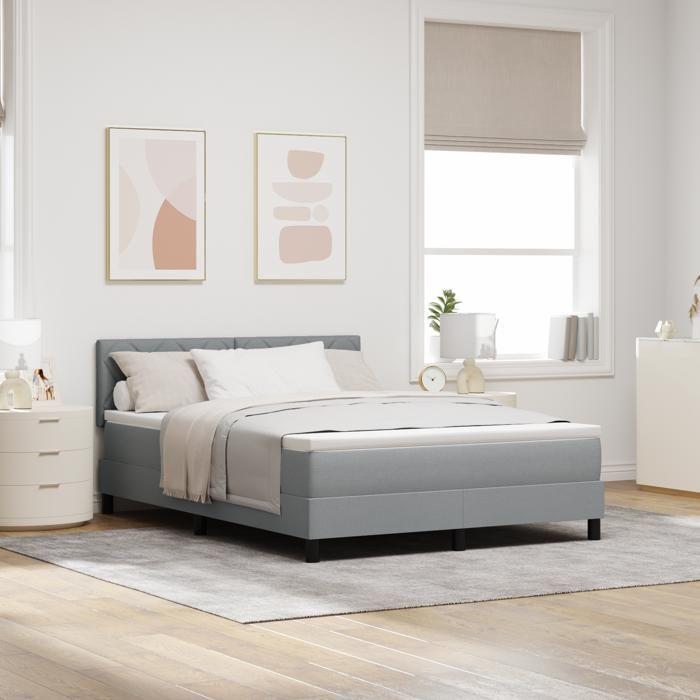 VidaXL Lit Box Spring avec Matelas Gris Clair 140x190 cm en Tissu 3338762