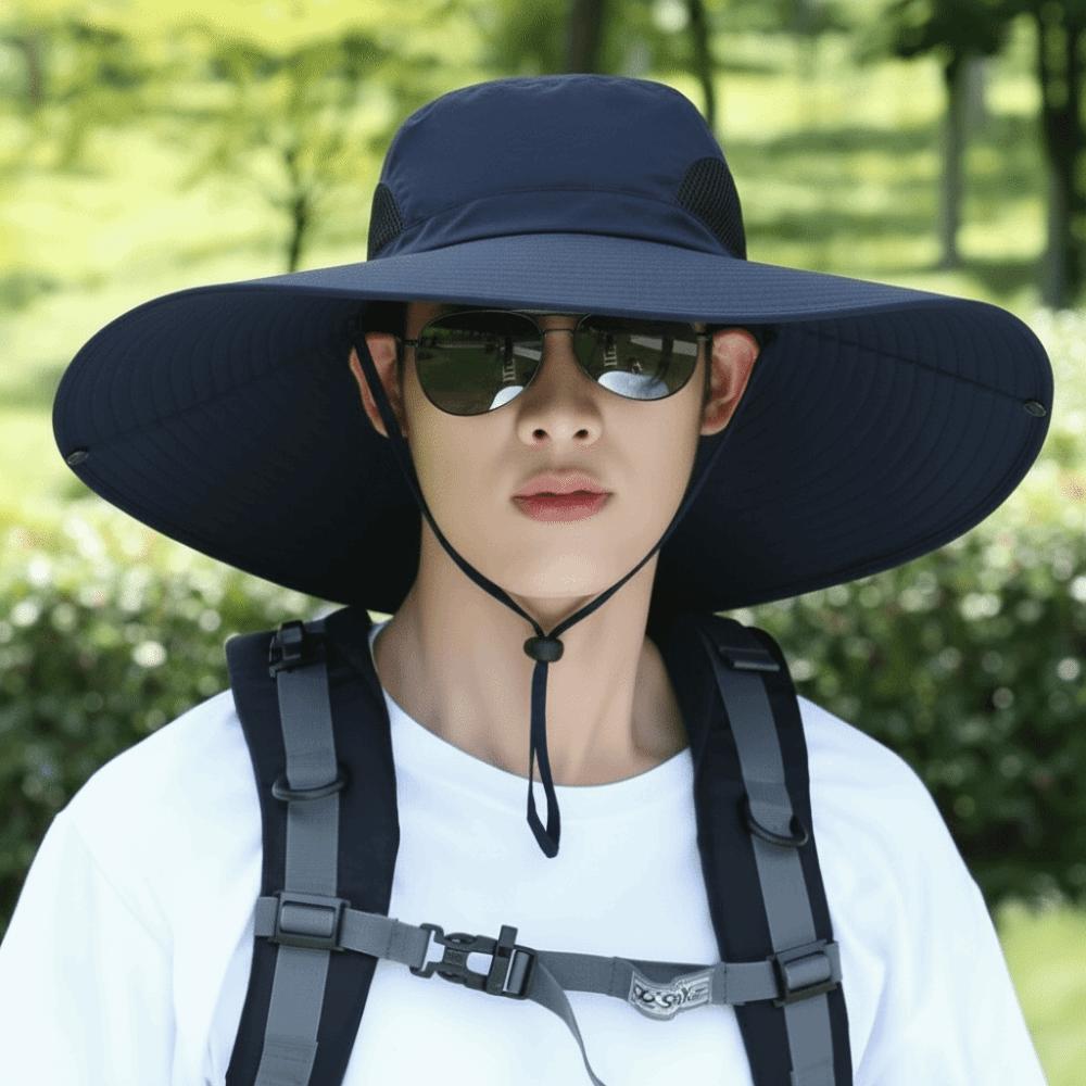 Portable UV Sun Protection Wide Visor Brim Hat 15CM Large Brim Breathable Sun Protection Hat Foldable Bucket Cap Men