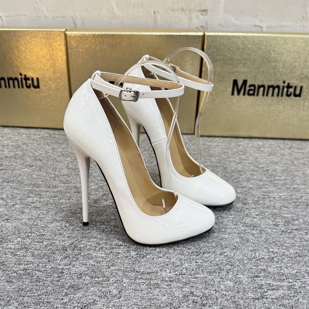 Neuer Ultra-Hochhacken-Rundzehen-Stiletto mit niedrig ausgeschnittenem Einzelriemen für Transvestiten, Übergrößen erhältlich, 14-16 cm Absätze
