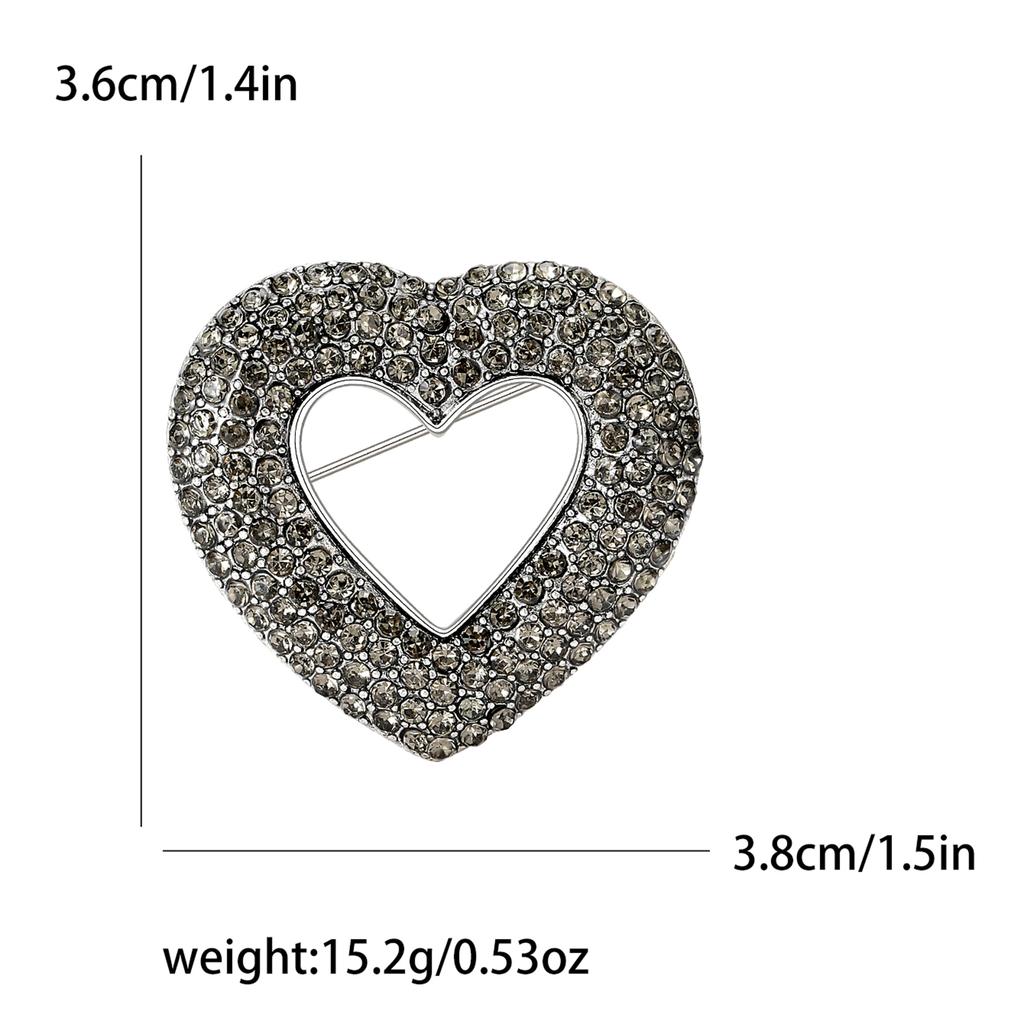 Rhinestone Love Brooches for Women Unisex Enamel Heart Pins Banquet Party Backpack Gifts Jewelry Accessories