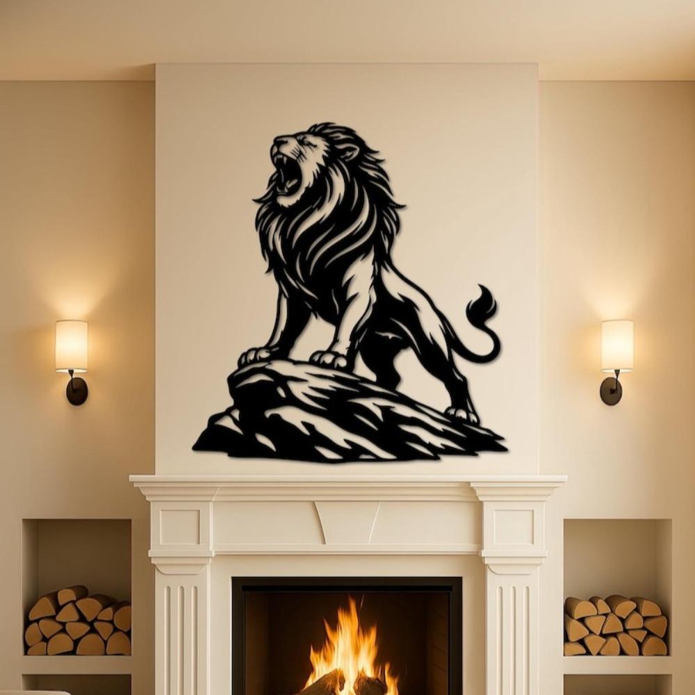 Metal Lion Wall Art, Roaring Jungle King Decor, Powerful Wildlife Metal Wall Sculpture, Animal Home Decoration