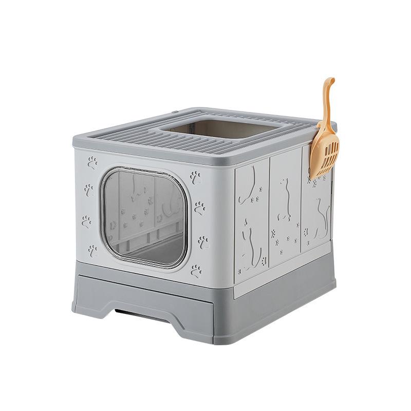 Extra Large Enclosed Cat Litter Box with Deodorizing, Anti-Splash, Foldable Pull-Out Design